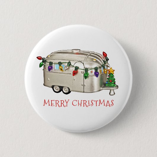 Frohe Weihnachts-Camping-Anhänger Button (Vorderseite)