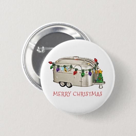 Frohe Weihnachts-Camping-Anhänger Button (Vorne & Hinten)