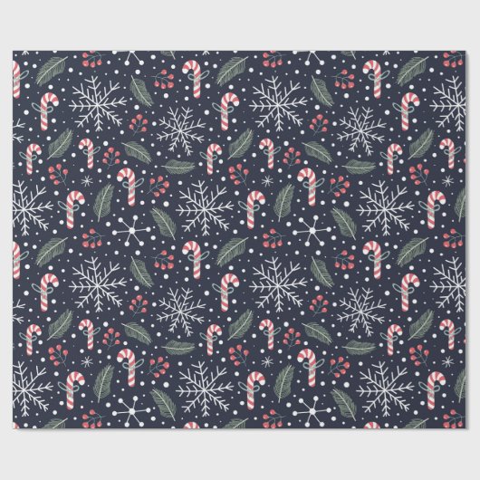 Frohe Weihnachts-Candies Snowflake Fir Branch Berr Geschenkpapier (Flach)