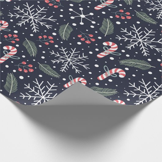 Frohe Weihnachts-Candies Snowflake Fir Branch Berr Geschenkpapier (Ecke)