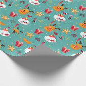 Frohe Weihnachts Candies Snowman Reindeer Stars Geschenkpapier (Ecke)