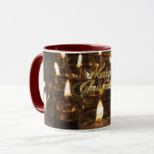 Frohe Weihnachts Candlelight Burning Candles Tasse (Vorderseite Links)