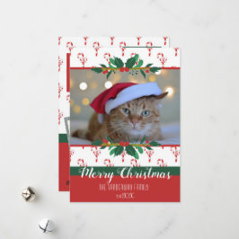 Frohe Weihnachts Candy Cane Bows Foto Holiday Card Feiertagskarte