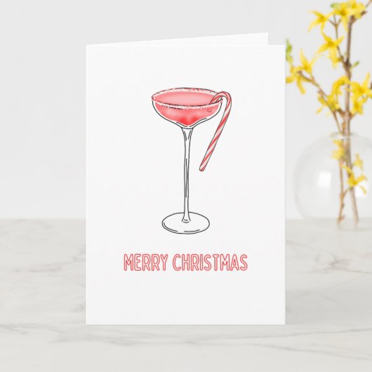 Frohe Weihnachts Candy Cane Cocktail Weihnachtskar Karte (Gelbe Blume)