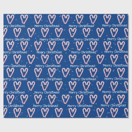 Frohe Weihnachts Candy Cane Herz in Schneeflocken Geschenkpapier (Flach)