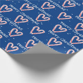 Frohe Weihnachts Candy Cane Herz in Schneeflocken Geschenkpapier (Ecke)