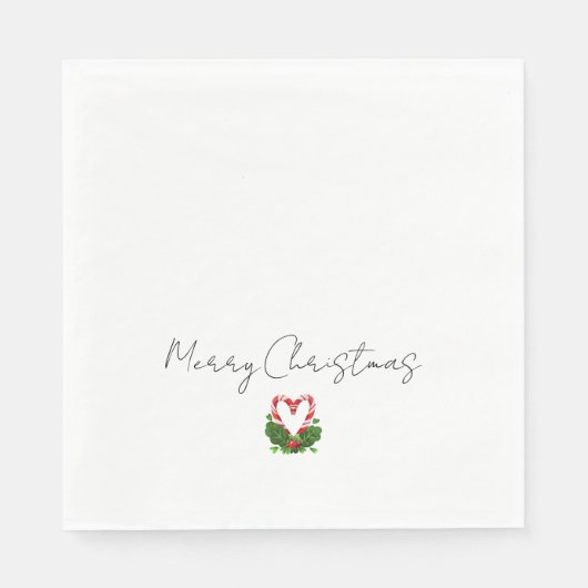 Frohe Weihnachts Candy Cane Herz Sweet Holiday Serviette (Vorderseite)