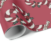 Frohe Weihnachts Candy Cane Herz Wrapping Papier Geschenkpapier (Rolleneckpunkt)