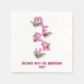 Frohe Weihnachts Candy Cane Red Green Holiday Serviette (Vorderseite)