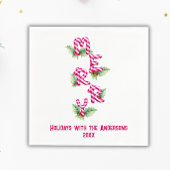 Frohe Weihnachts Candy Cane Red Green Holiday Serviette