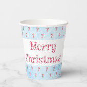 Frohe Weihnachts Candy Cane Snowfall Hintergrund Pappbecher (Rückseite)