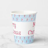 Frohe Weihnachts Candy Cane Snowfall Hintergrund Pappbecher (Links)