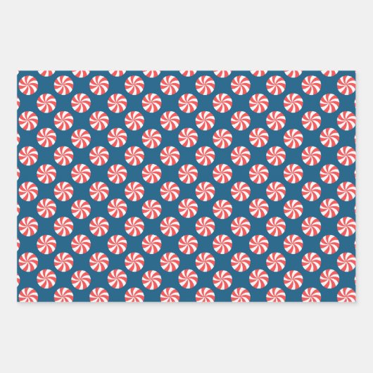 Frohe Weihnachts Candy Cane Spiral Candy Muster Geschenkpapier Set (Vorderseite 2)