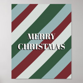 Frohe Weihnachts Candy Cane Streifenmuster Poster