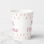 Frohe Weihnachts Candy Cane Text und Muster Pappbecher (Rechts)