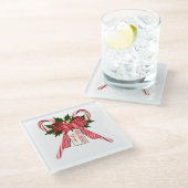 Frohe Weihnachts Candy Canes Bouquet Glasuntersetzer (Schrägansicht)