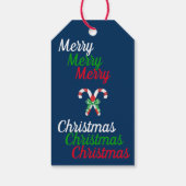 Frohe Weihnachts Candy Canes Green & White Ribbon Geschenkanhänger (Rückseite)