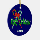 Frohe Weihnachts Candy Canes Keramik Ornament (Rechts)