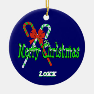Frohe Weihnachts Candy Canes Keramik Ornament