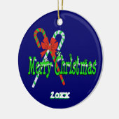 Frohe Weihnachts Candy Canes Keramik Ornament (Links)