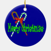 Frohe Weihnachts Candy Canes Keramik Ornament (Hinten)