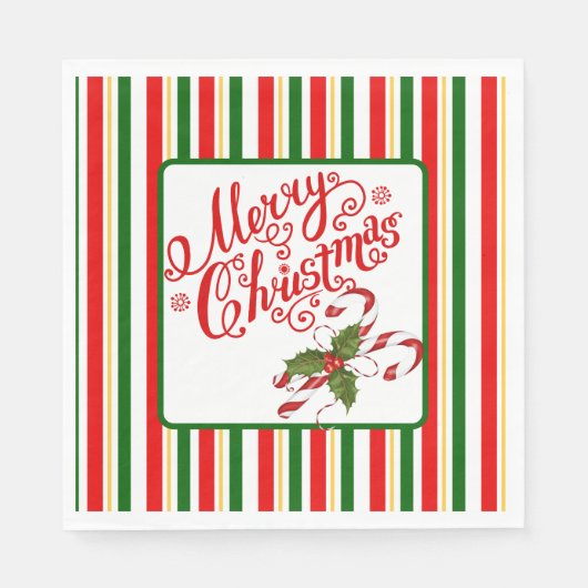 Frohe Weihnachts Candy Canes Serviette (Vorderseite)