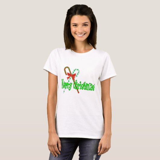 Frohe Weihnachts Candy Canes T-Shirt (Vorne ganz)