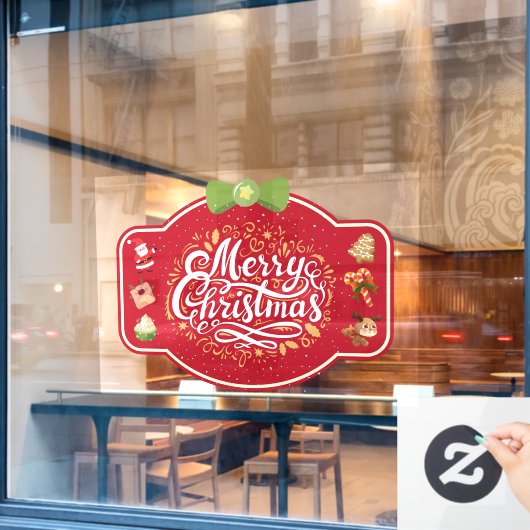 Frohe Weihnachts Candy Geschenk Urlaub Vibes Store Fensteraufkleber (Café-Fenster)