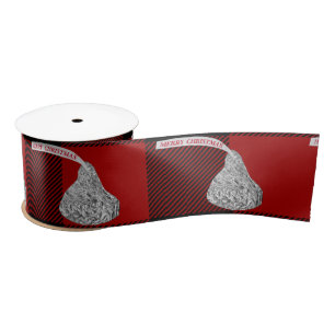 Frohe Weihnachts Candy Kiss On Kariert Satinband