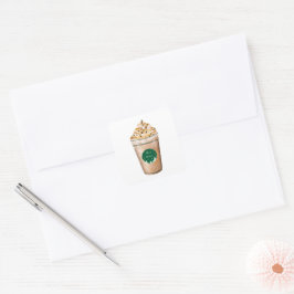 Frohe Weihnachts Caramel Drizzled Latte Quadratischer Aufkleber