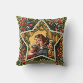 Frohe Weihnachts-Carolers Vintag Urlaub Kissen