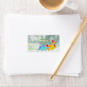 Frohe Weihnachts-Cartoon Dinosaurier Gift Labels Adressaufkleber (Insitu)