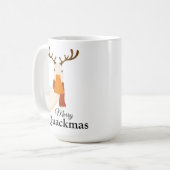 Frohe Weihnachts-Cartoon Duck Funny Weihnachten Kaffeetasse (Vorderseite Links)