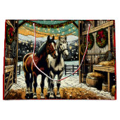 Frohe Weihnachts-Cartoon Pferde Große Geschenktüte (Vorderseite)