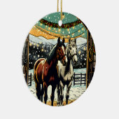 Frohe Weihnachts-Cartoon Pferde Keramik Ornament (Rechts)