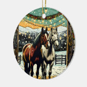Frohe Weihnachts-Cartoon Pferde Keramik Ornament (Links)