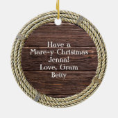 Frohe Weihnachts-Cartoon Pferde Keramik Ornament (Hinten)