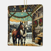 Frohe Weihnachts-Cartoon Pferde Keramikornament (Links)