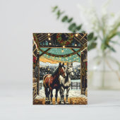 Frohe Weihnachts-Cartoon Pferde Personalisiert Postkarte (Stehend Vorderseite)