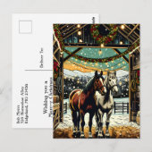 Frohe Weihnachts-Cartoon Pferde Personalisiert Postkarte (Vorne/Hinten)