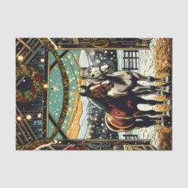 Frohe Weihnachts-Cartoon Pferde Seidenpapier