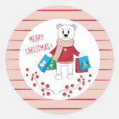 Frohe Weihnachts-Cartoon Polar Bear Stickers (Vorderseite)