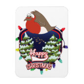 Frohe Weihnachts-Cartoon Robin Logo Magnet (Vertikal)