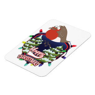 Frohe Weihnachts-Cartoon Robin Logo Magnet
