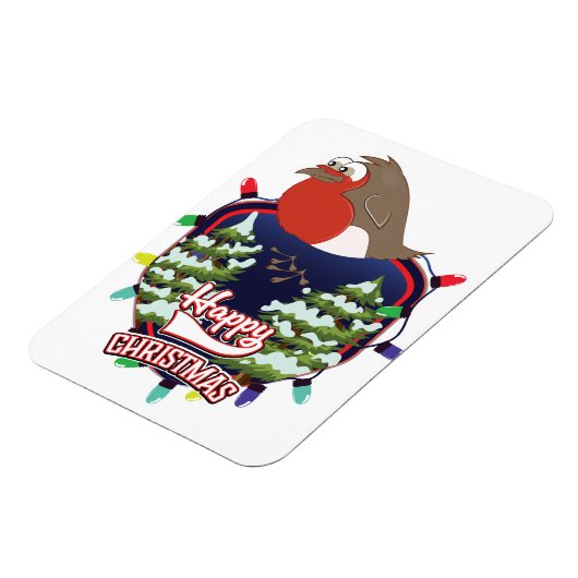 Frohe Weihnachts-Cartoon Robin Logo Magnet (Linke Seite)