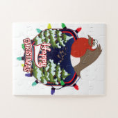 Frohe Weihnachts-Cartoon Robin Logo Puzzle (Horizontal)