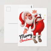 Frohe Weihnachts-Cartoon Santa Postkarte (Vorne/Hinten)