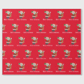 Frohe Weihnachts-Cartoon Santa Red Geschenkpapier (Flach)