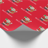 Frohe Weihnachts-Cartoon Santa Red Geschenkpapier (Ecke)