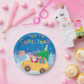 Frohe Weihnachts-Cartoon Santa Reindeer Car Pappteller (Party)